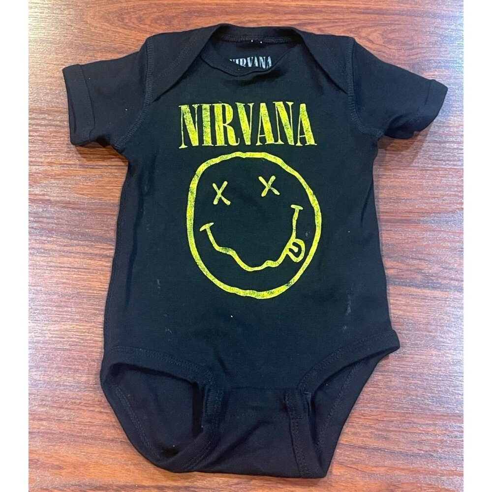 NIRVANA SMILEY FACE LOGO ROMPER (0-6 ) MONTHS